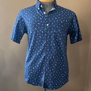 Izod Medium Navy Blue beer bottle Patterned Casual Mens button down lightweight